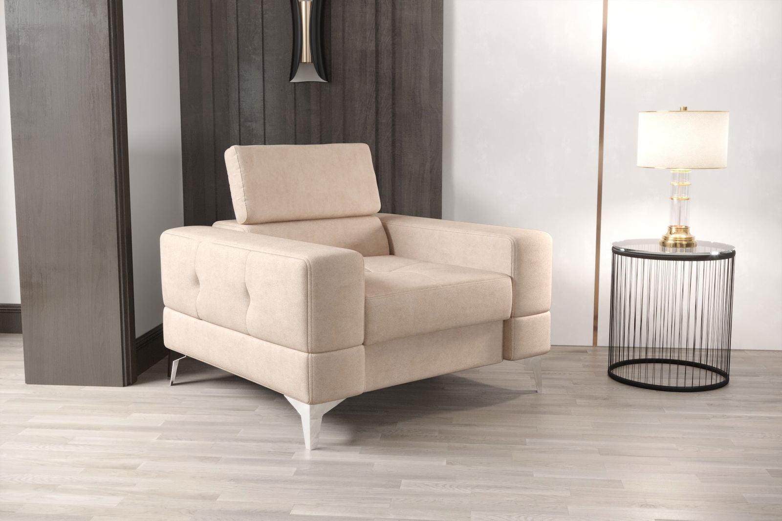 ARMCHAIR TOSCANIA 100 CM SHADES OF BEIGE - - My Sofas