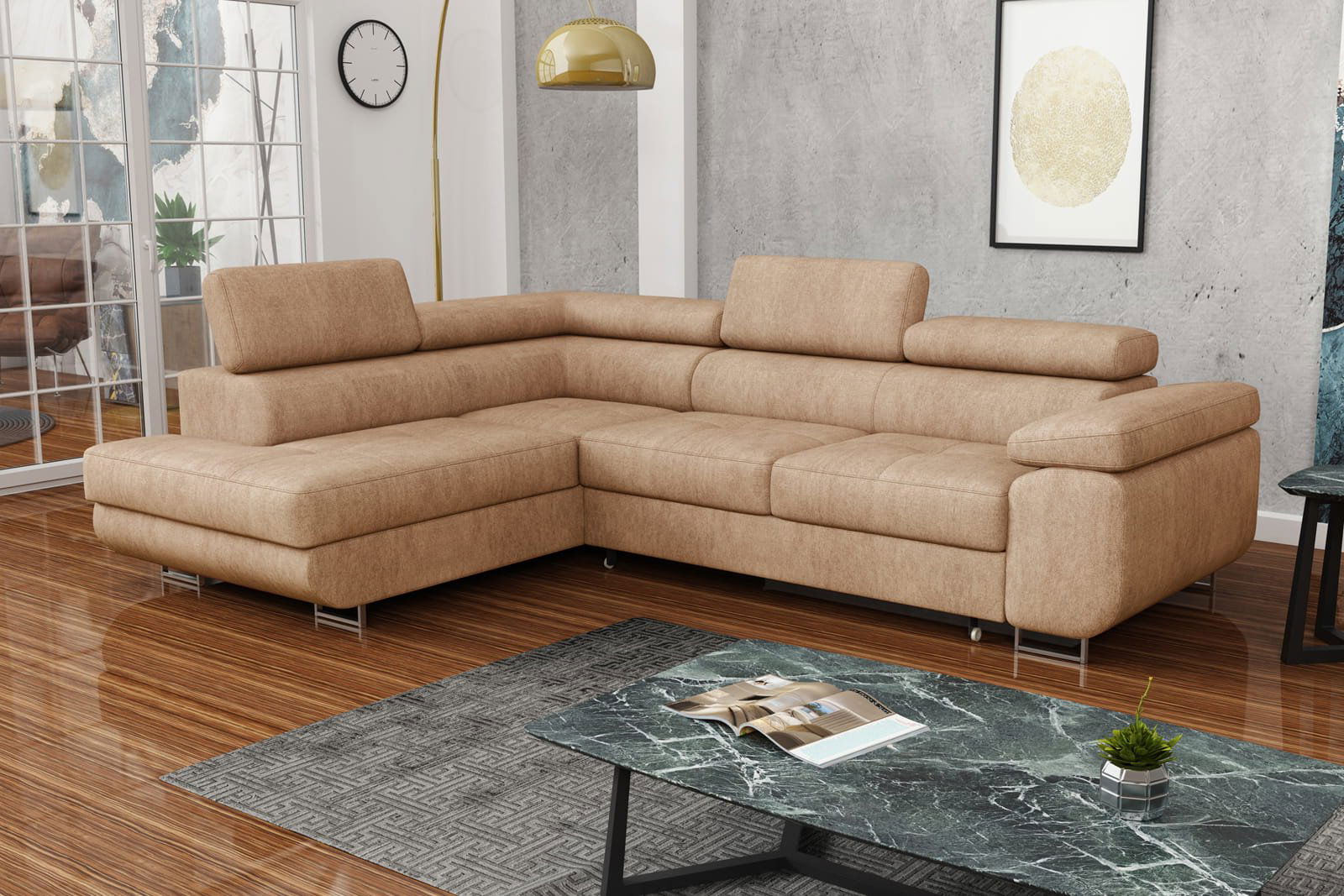 BEIGE CORNER SOFA BED MONTANA 270X200 CM - - My Sofas