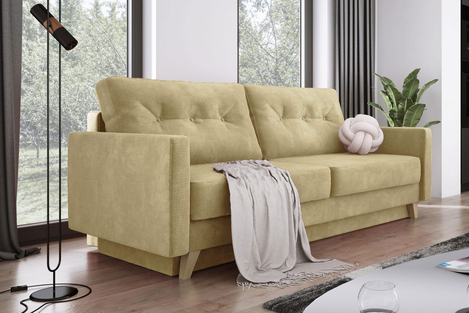 BEIGE SOFA BED BERGEN 215X98 CM -  - My Sofas