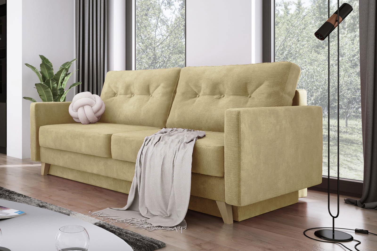 BEIGE SOFA BED BERGEN 215X98 CM -  - My Sofas
