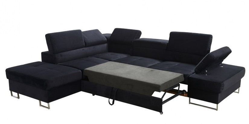 BLACK CORNER SOFA BED GALAXY 225x280 CM - - My Sofas