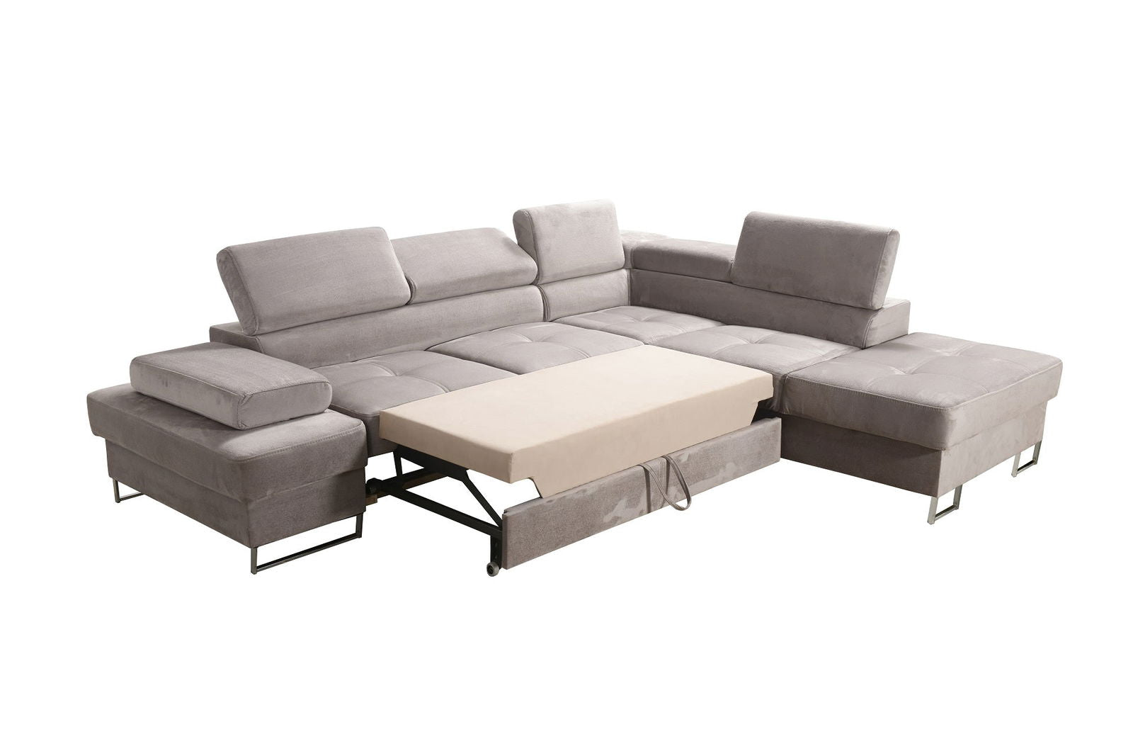 BLACK ECO LEATER CORNER SOFA BED GALAXY 225x280 CM - - My Sofas