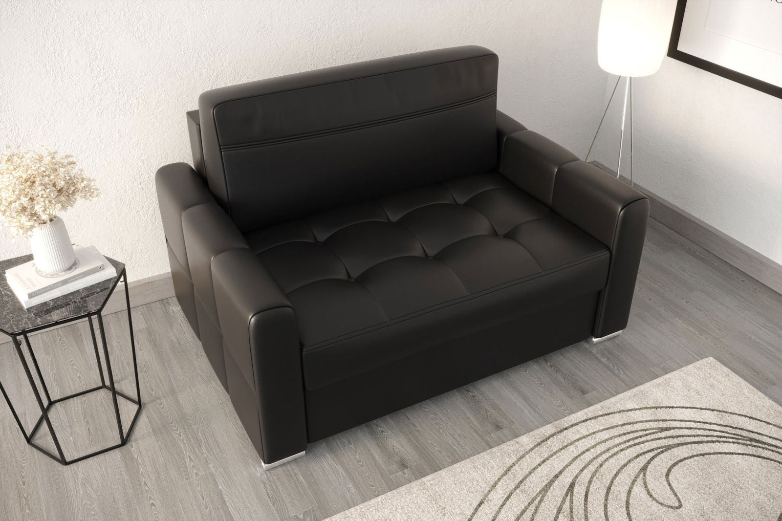 BLACK LEATHER CHAIR WITH SLEEPING FUNCTION 105 CM VERONA - - My Sofas