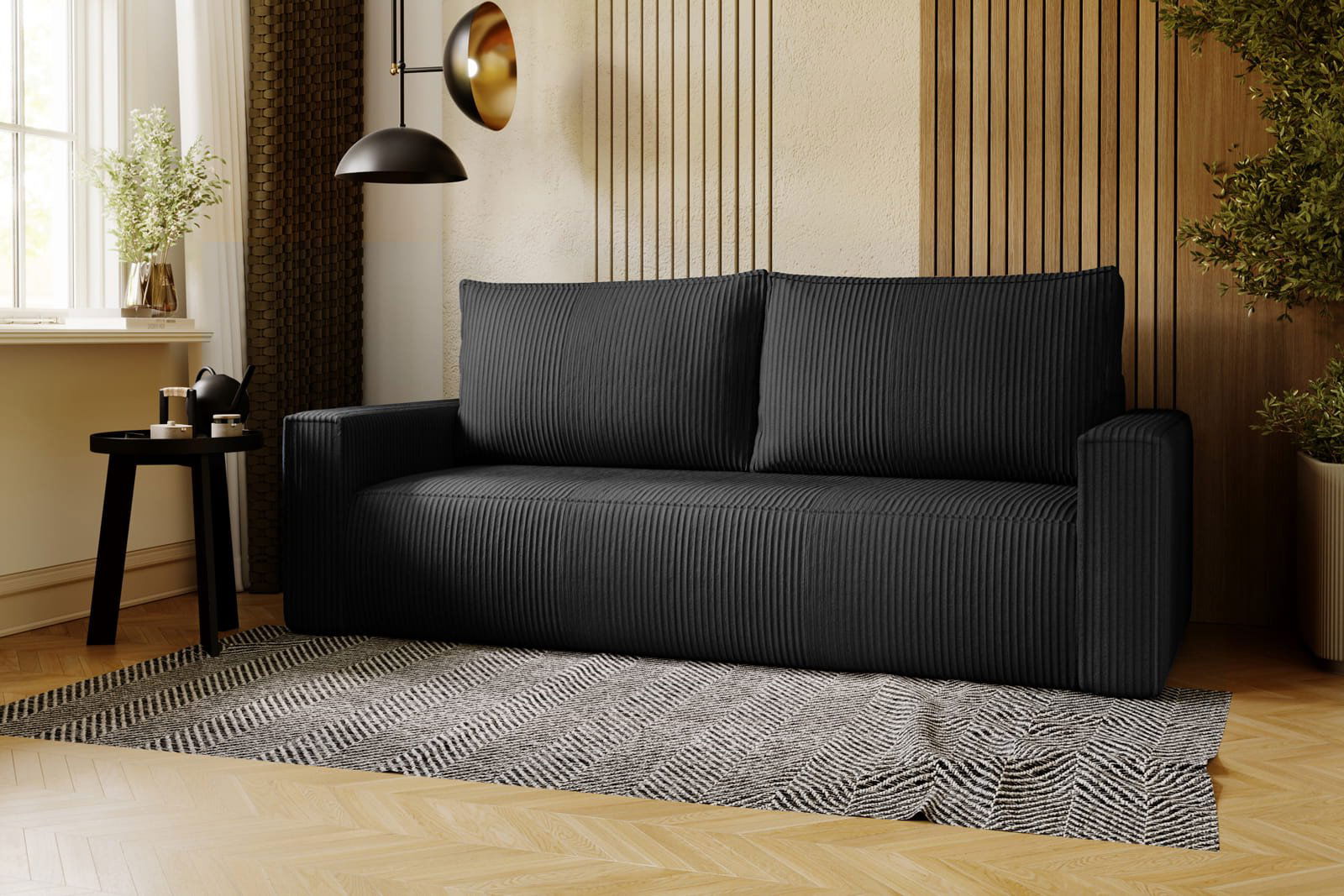BLACK SOFA BED CORTINA 220 CM - - My Sofas