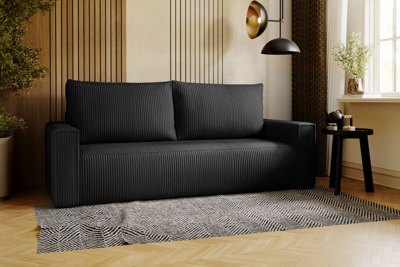 BLACK SOFA BED CORTINA 220 CM - - My Sofas