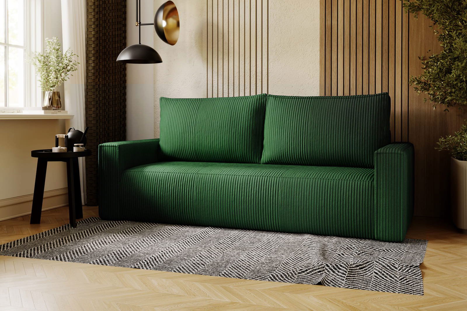BOTTLE GREEN SOFA BED CORTINA 220 CM - - My Sofas