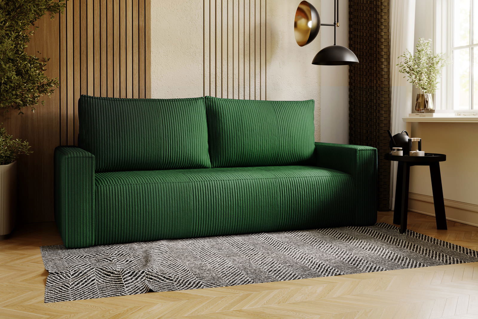 BOTTLE GREEN SOFA BED CORTINA 220 CM - - My Sofas