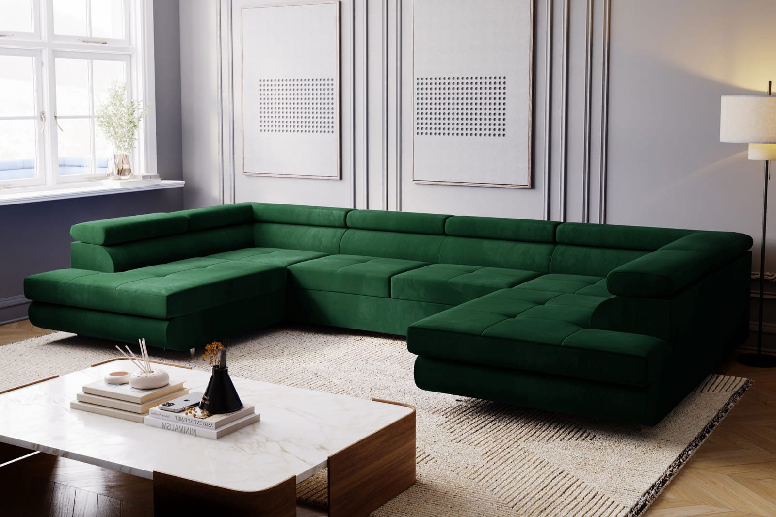 BOTTLE GREEN SOFA BED MONTANA XL 340X200 CM - - My Sofas