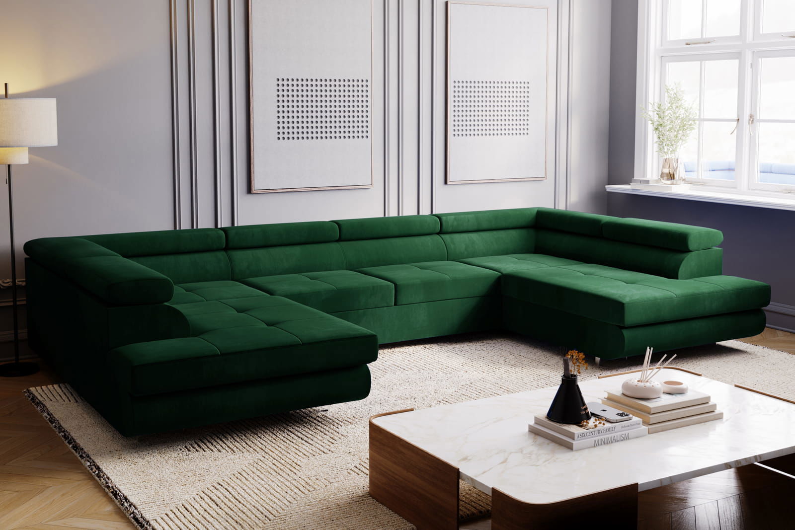 BOTTLE GREEN SOFA BED MONTANA XL 340X200 CM - - My Sofas