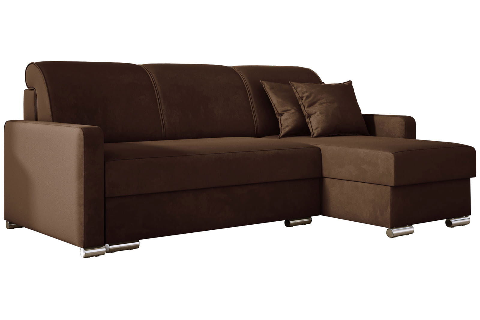 BROWN CORNER SOFA BED LUNA MINI 225X145 CM - - My Sofas