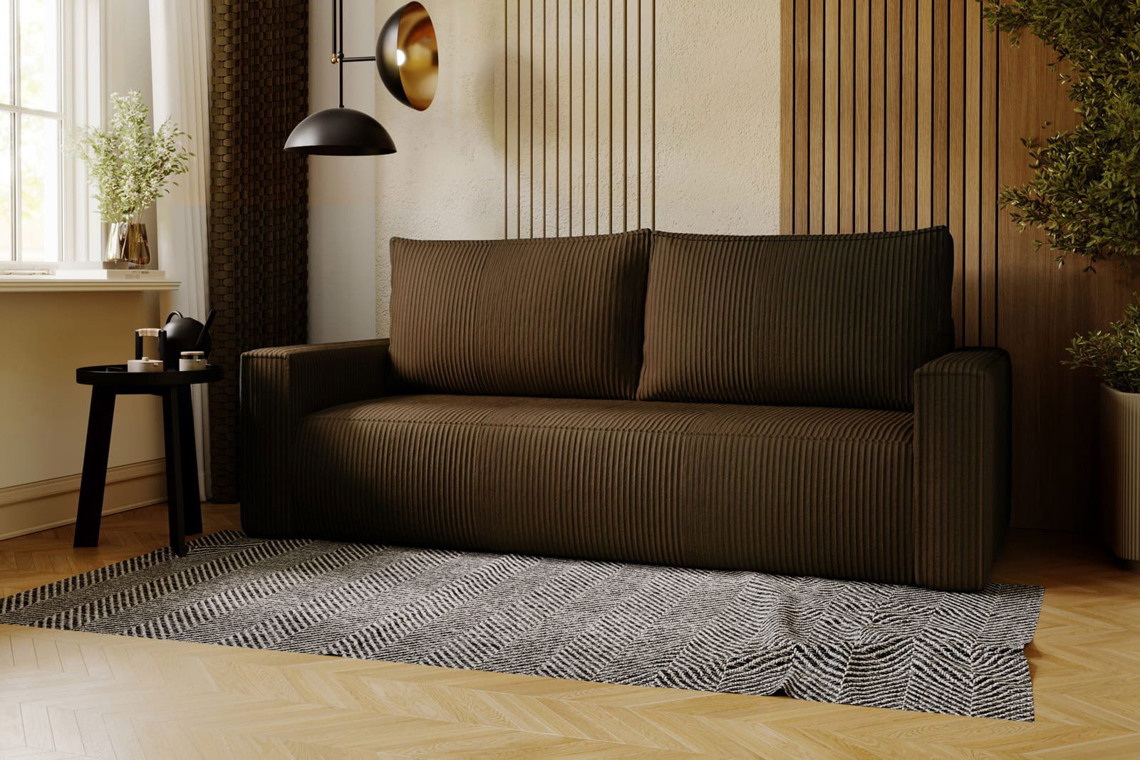 BROWN SOFA BED CORTINA 220 CM - - My Sofas
