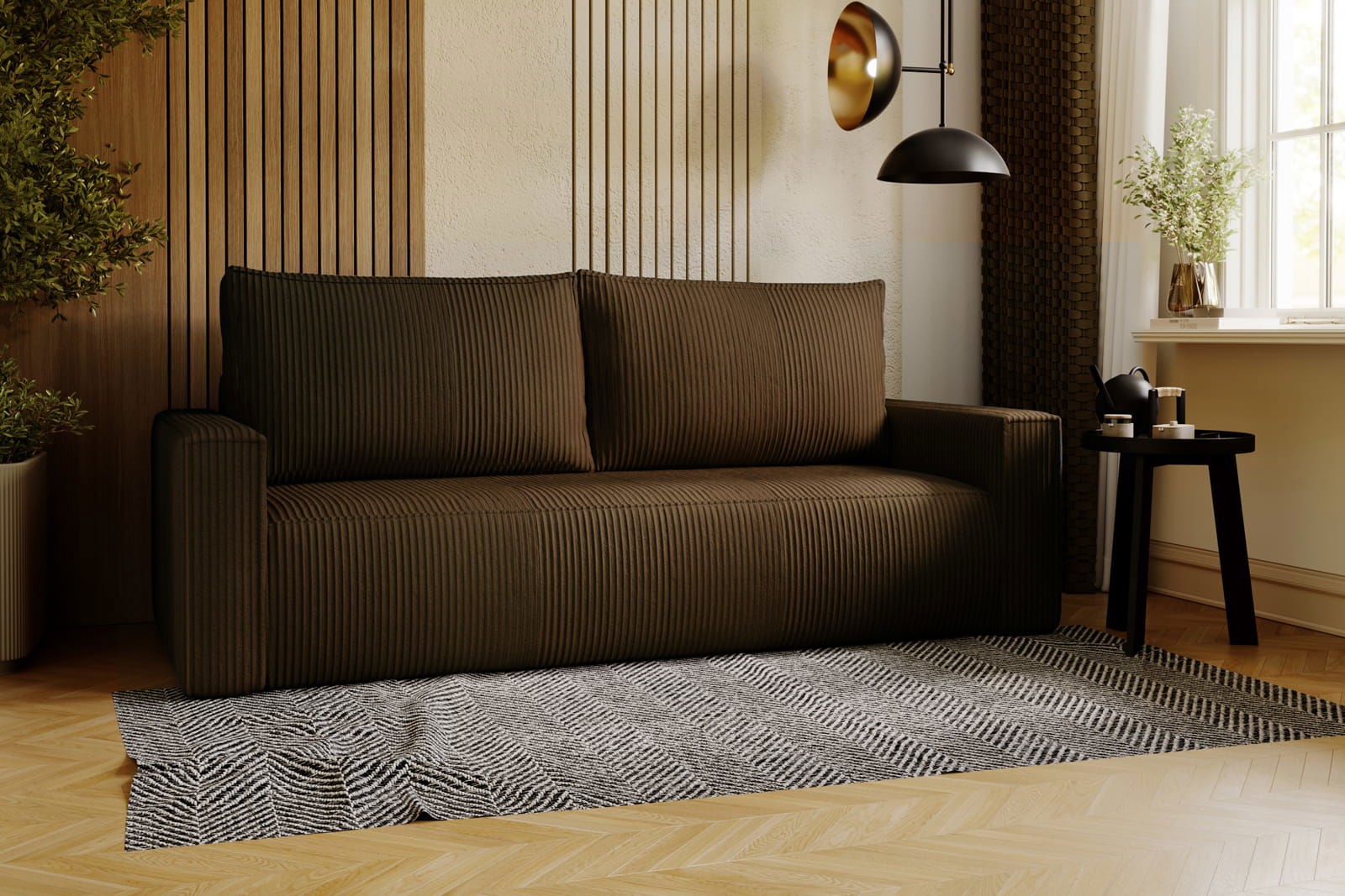 BROWN SOFA BED CORTINA 220 CM - - My Sofas