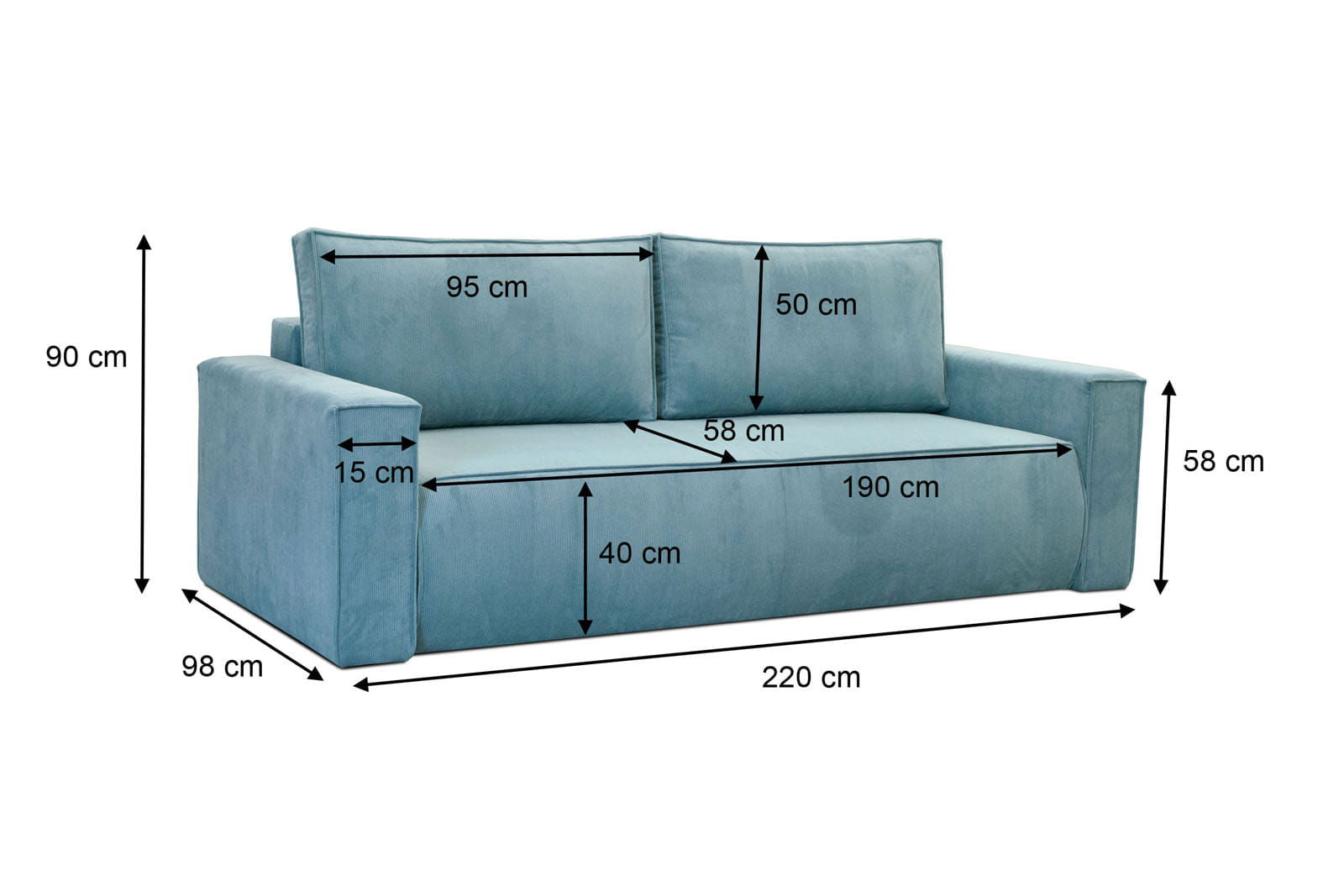 BROWN SOFA BED CORTINA 220 CM - - My Sofas