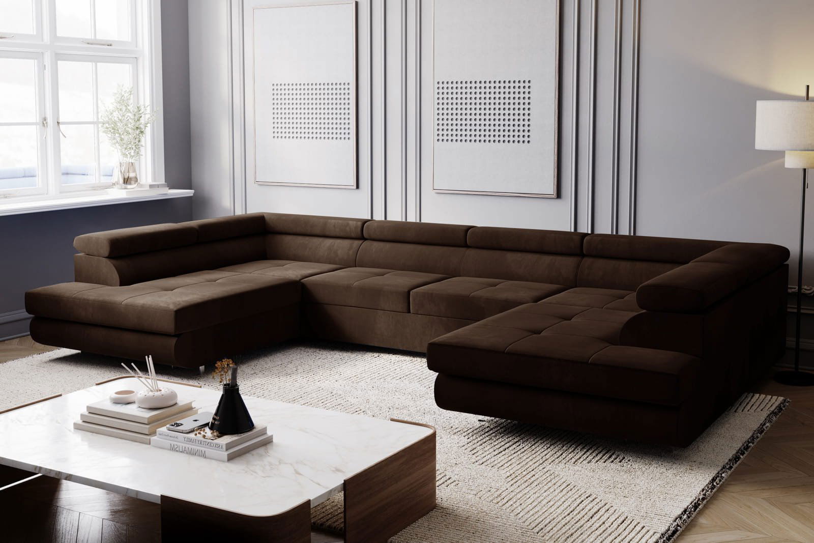 BROWN SOFA BED MONTANA XL 340X200 CM - - My Sofas