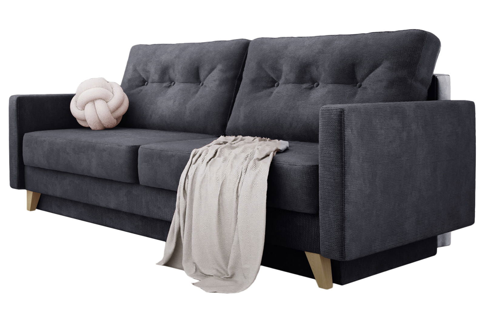 DARK GREY SOFA BED BERGEN 215X98 CM - - My Sofas
