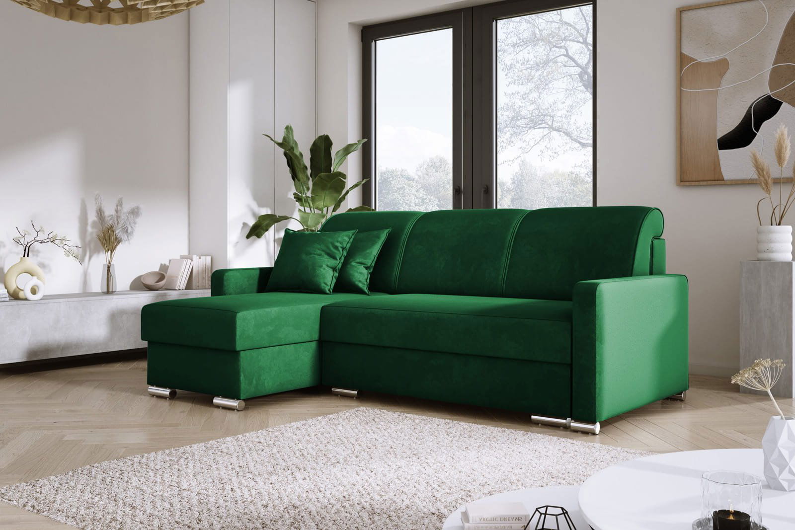 GREEN CORNER SOFA BED LUNA MINI 225X145 CM - - My Sofas
