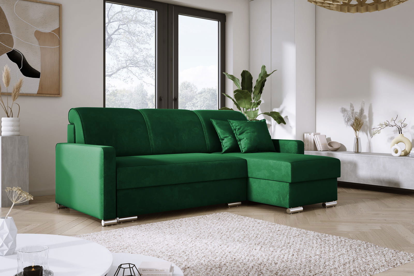 GREEN CORNER SOFA BED LUNA MINI 225X145 CM - - My Sofas