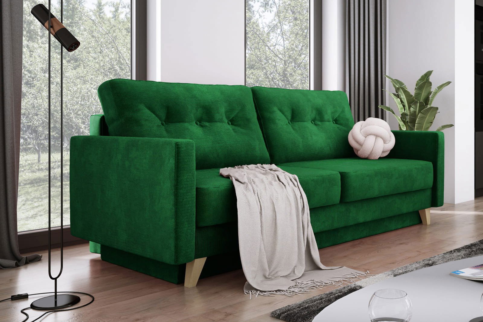 GREEN SOFA BED BERGEN 215X98 CM - - My Sofas