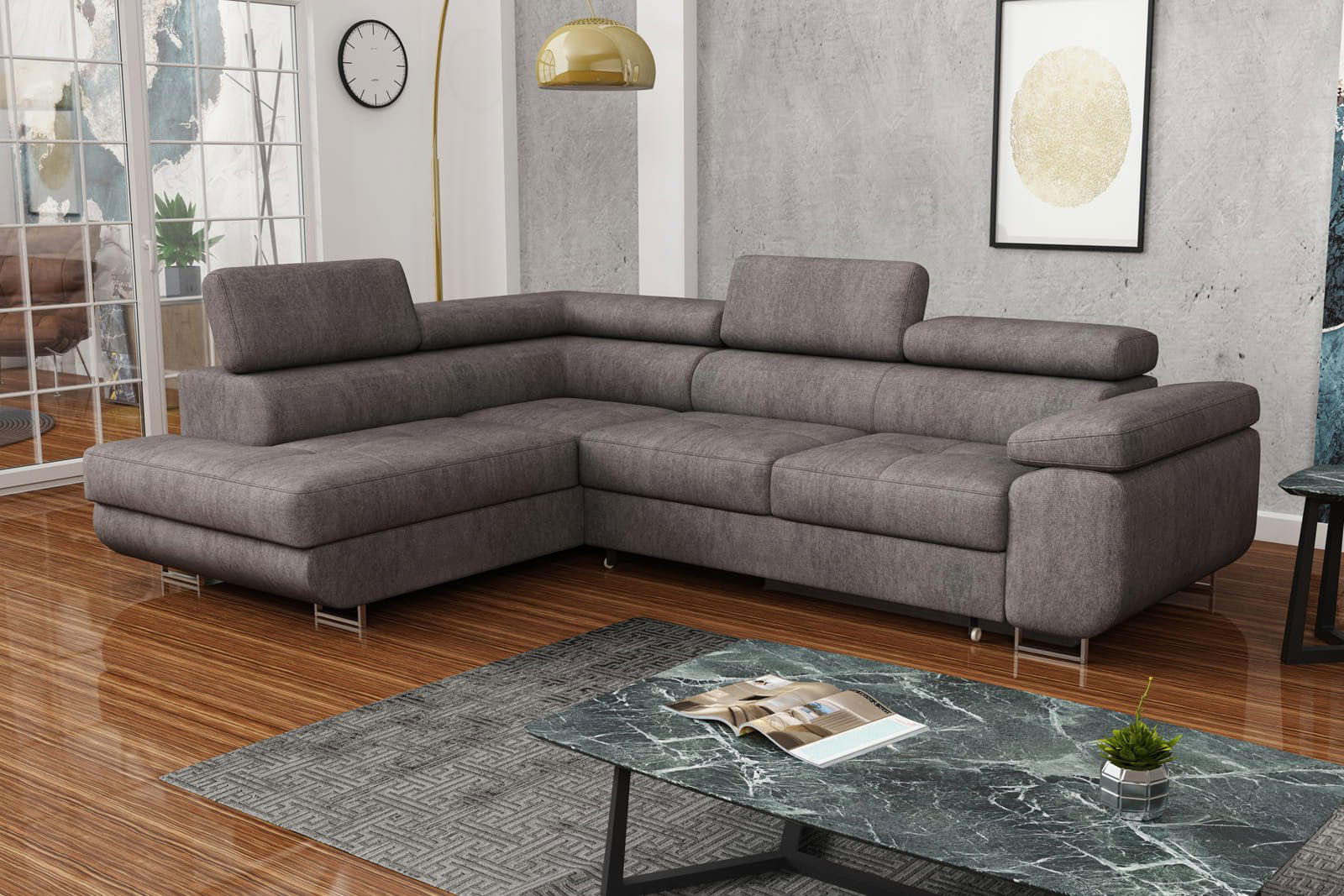 GREY CORNER SOFA BED MONTANA 270X200 CM - - My Sofas