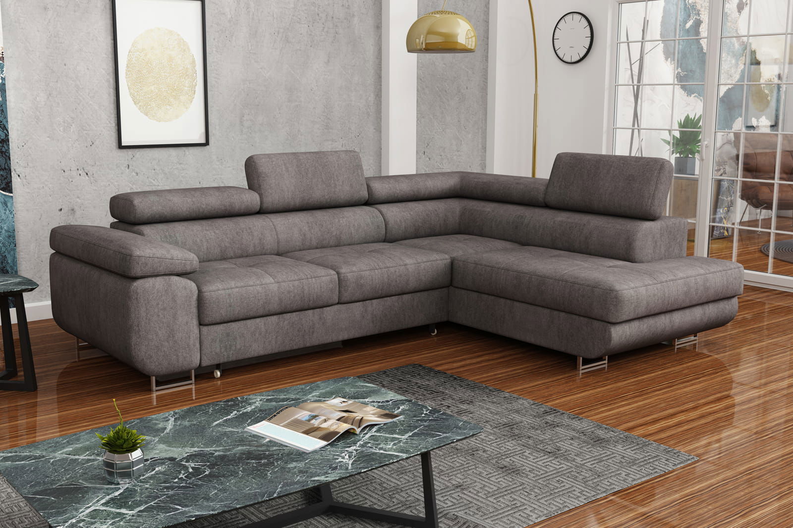 GREY CORNER SOFA BED MONTANA 270X200 CM - - My Sofas