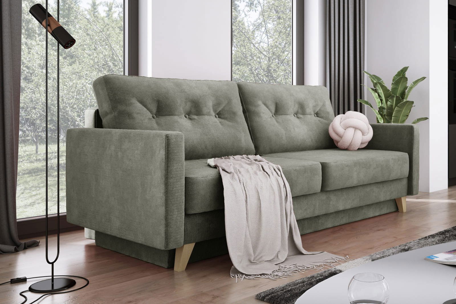 GREY SOFA BED BERGEN 215X98 CM - - My Sofas
