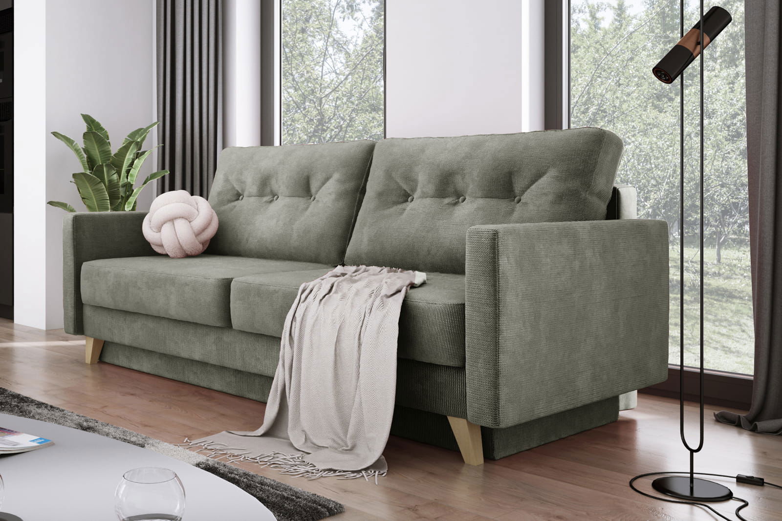GREY SOFA BED BERGEN 215X98 CM - - My Sofas