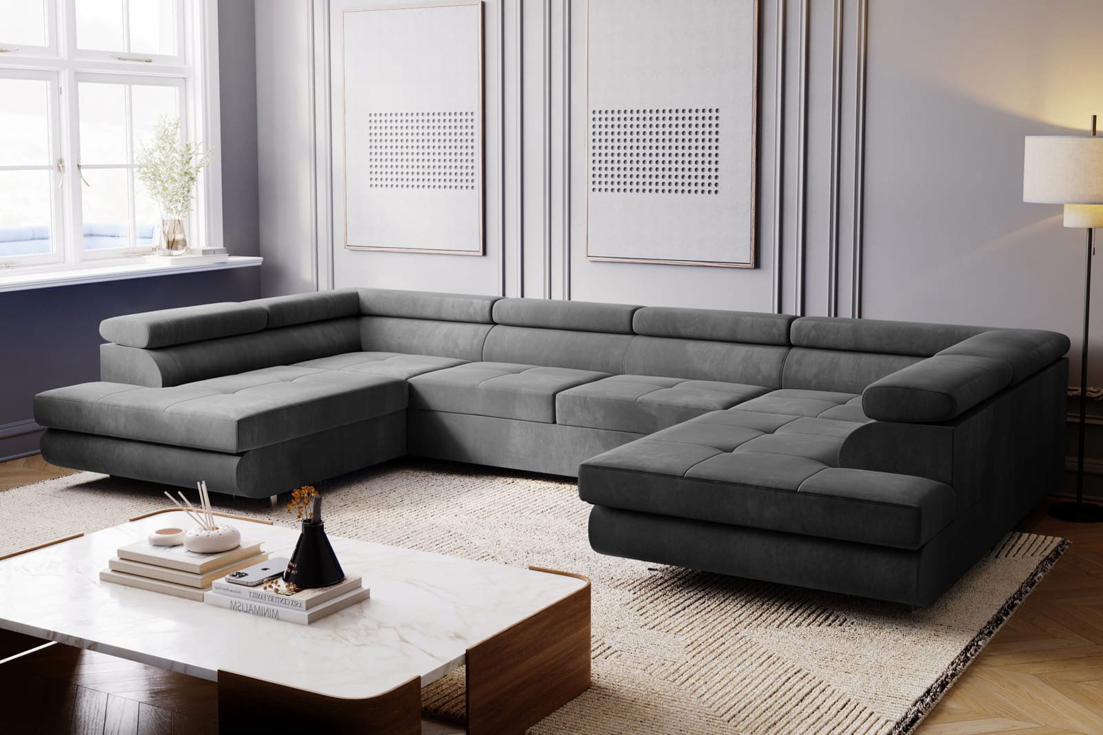 GREY SOFA BED MONTANA XL 340X200 CM - - My Sofas