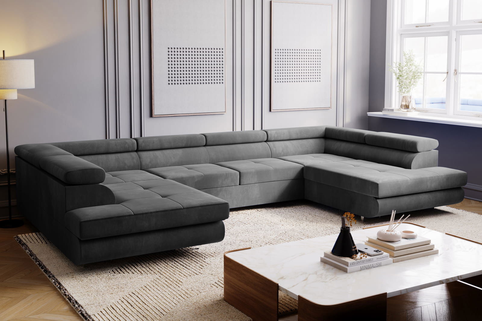 GREY SOFA BED MONTANA XL 340X200 CM - - My Sofas