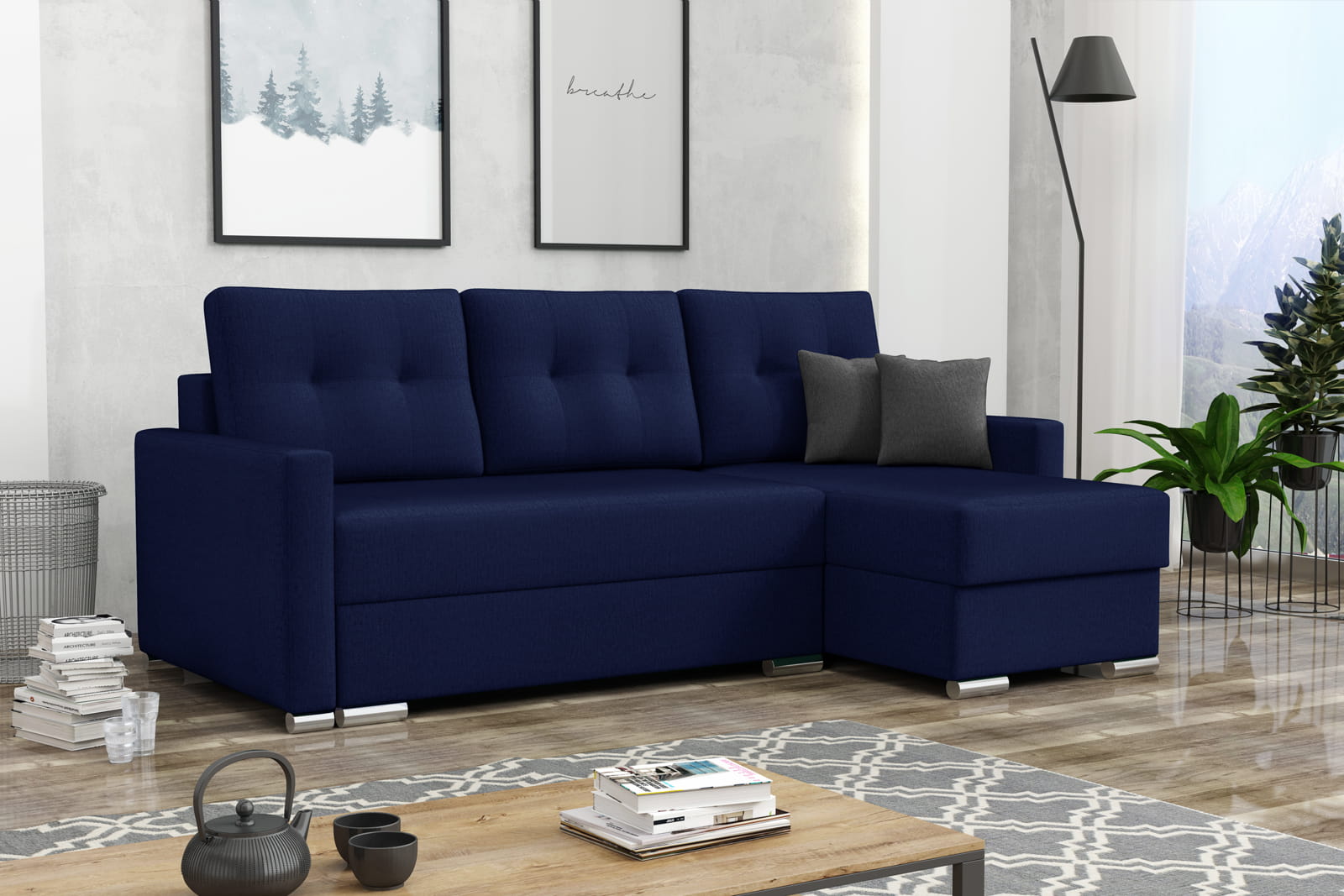 NAVY CORNER SOFA BED ROBY