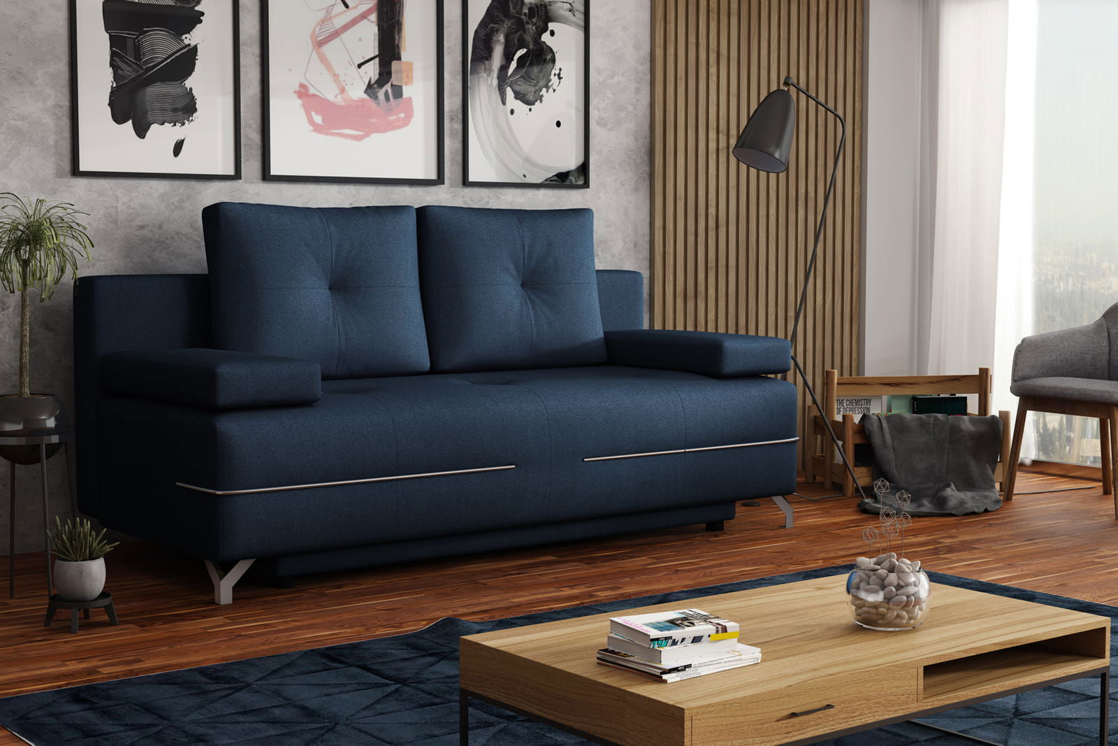 NAVY BLUE SOFA BED MANHATTAN 200X96 CM -  - My Sofas