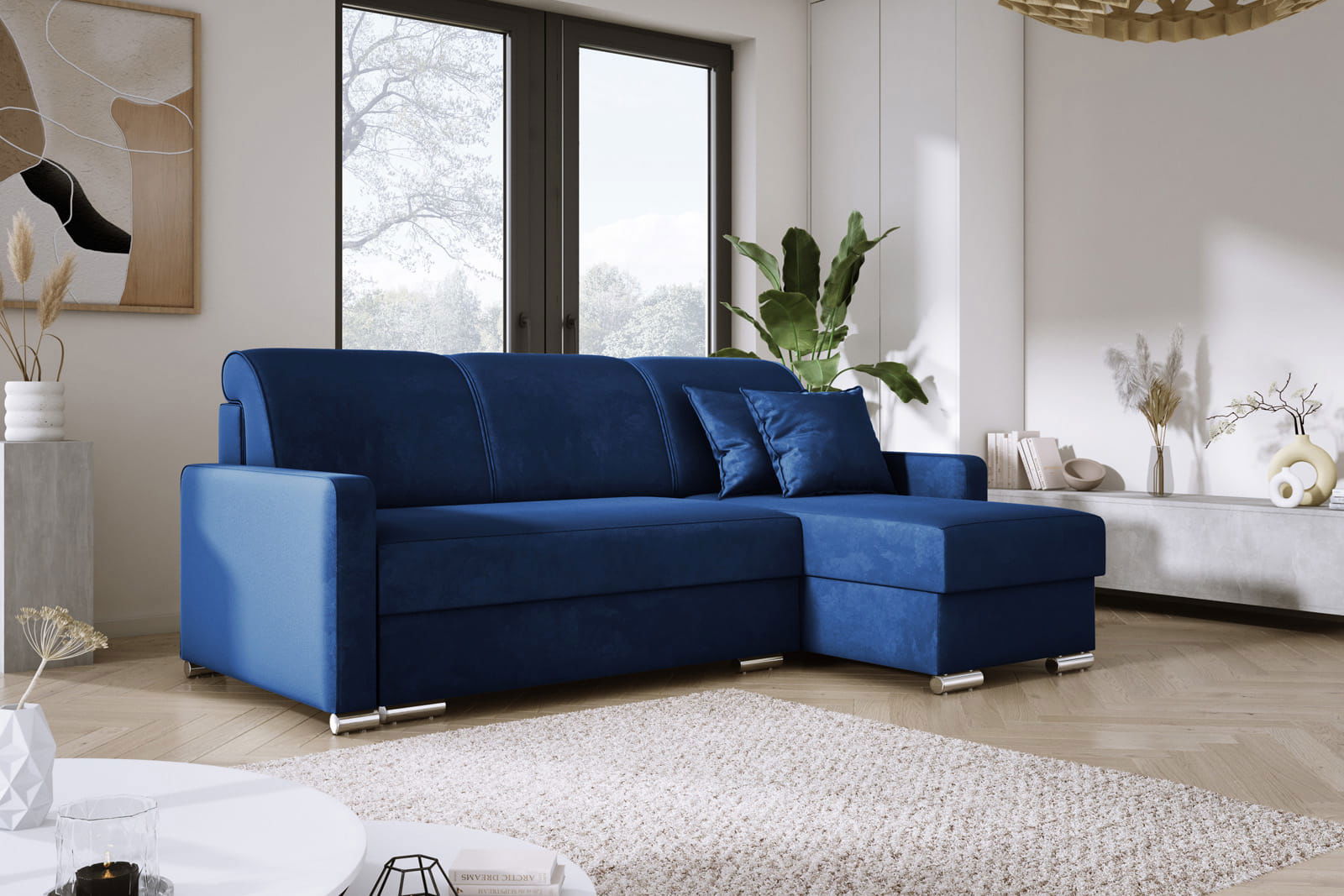 NAVY CORNER SOFA BED LUNA MINI 225X145 CM - - My Sofas