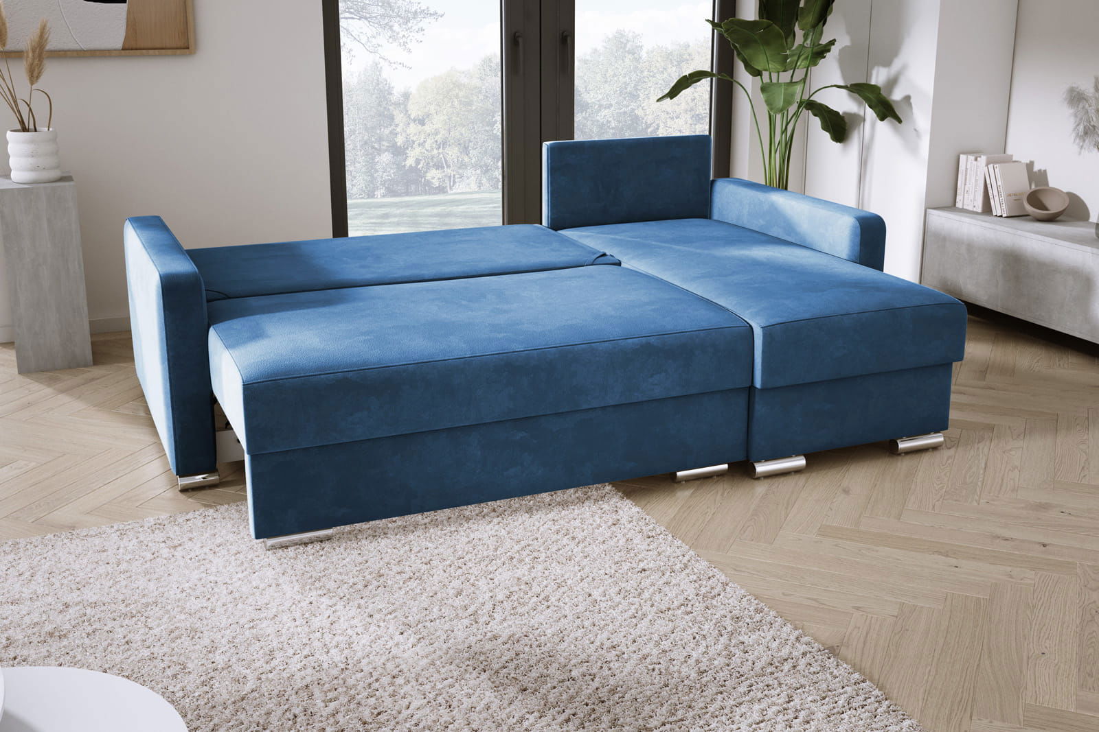 NAVY CORNER SOFA BED LUNA MINI 225X145 CM - - My Sofas