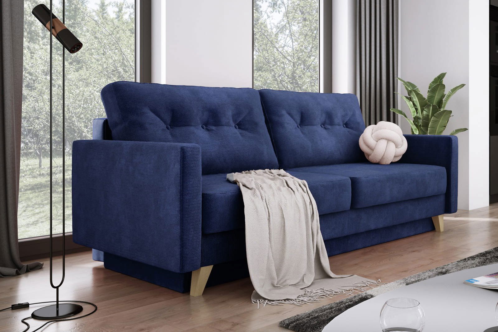NAVY SOFA BED BERGEN 215X98 CM - - My Sofas