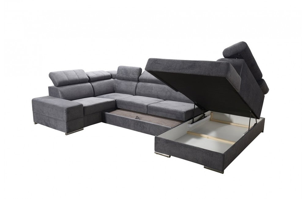 OPEN_SHADES OF GREY CORNER SOFA BED ROYAL MAX I 210x375x185 - - My Sofas
