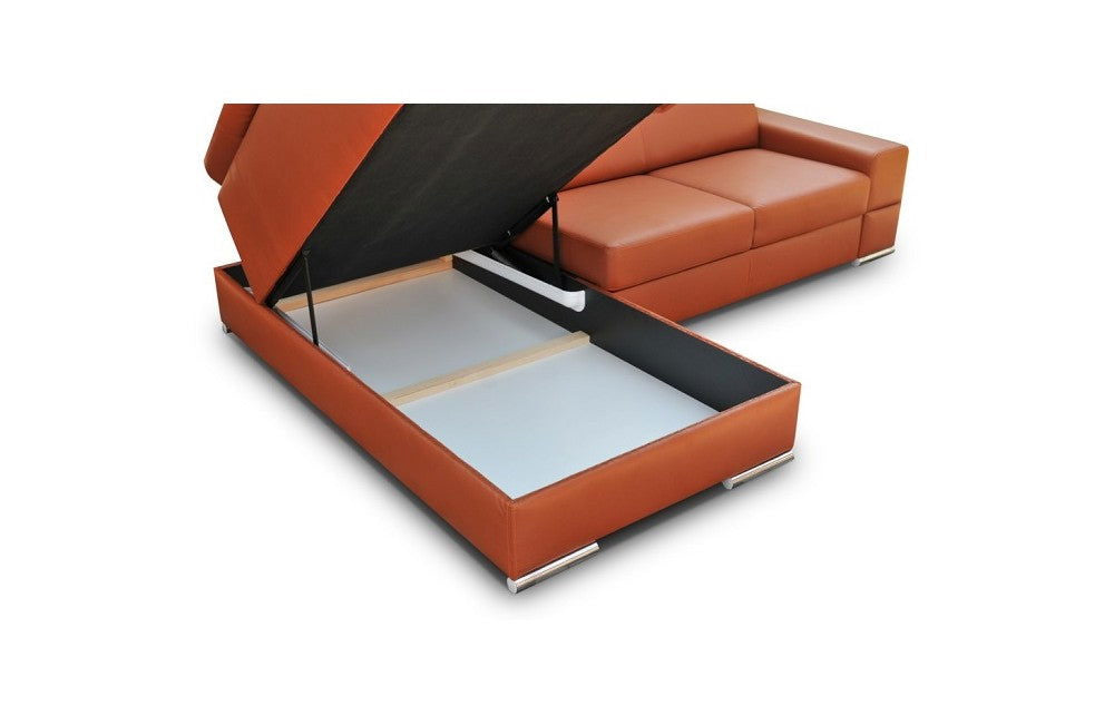 RED ECO LEATHER CORNER SOFA BED ROYAL I 260×185 - - My Sofas