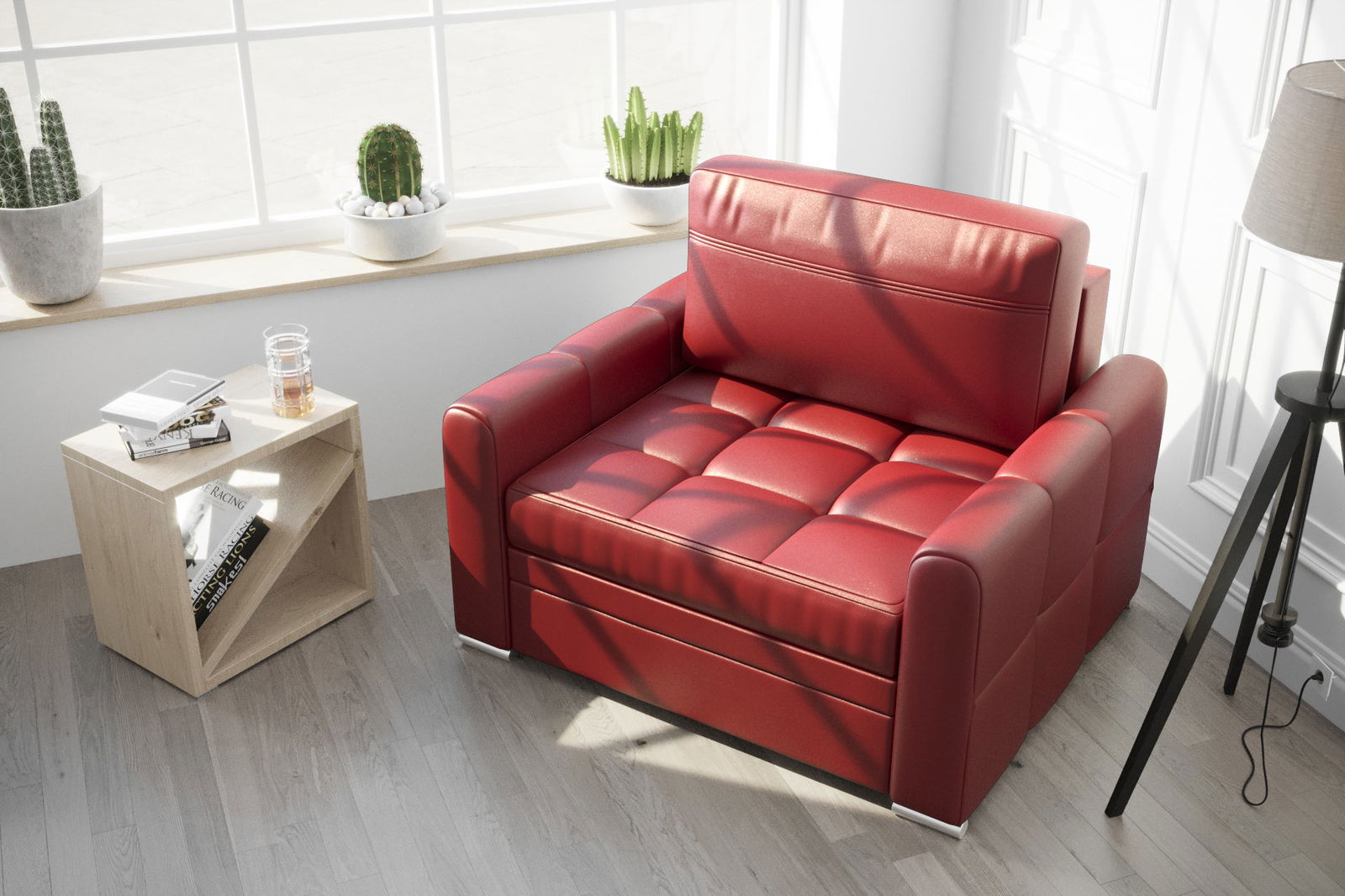 RED LEATHER CHAIR 105 CM VERONA - - My Sofas