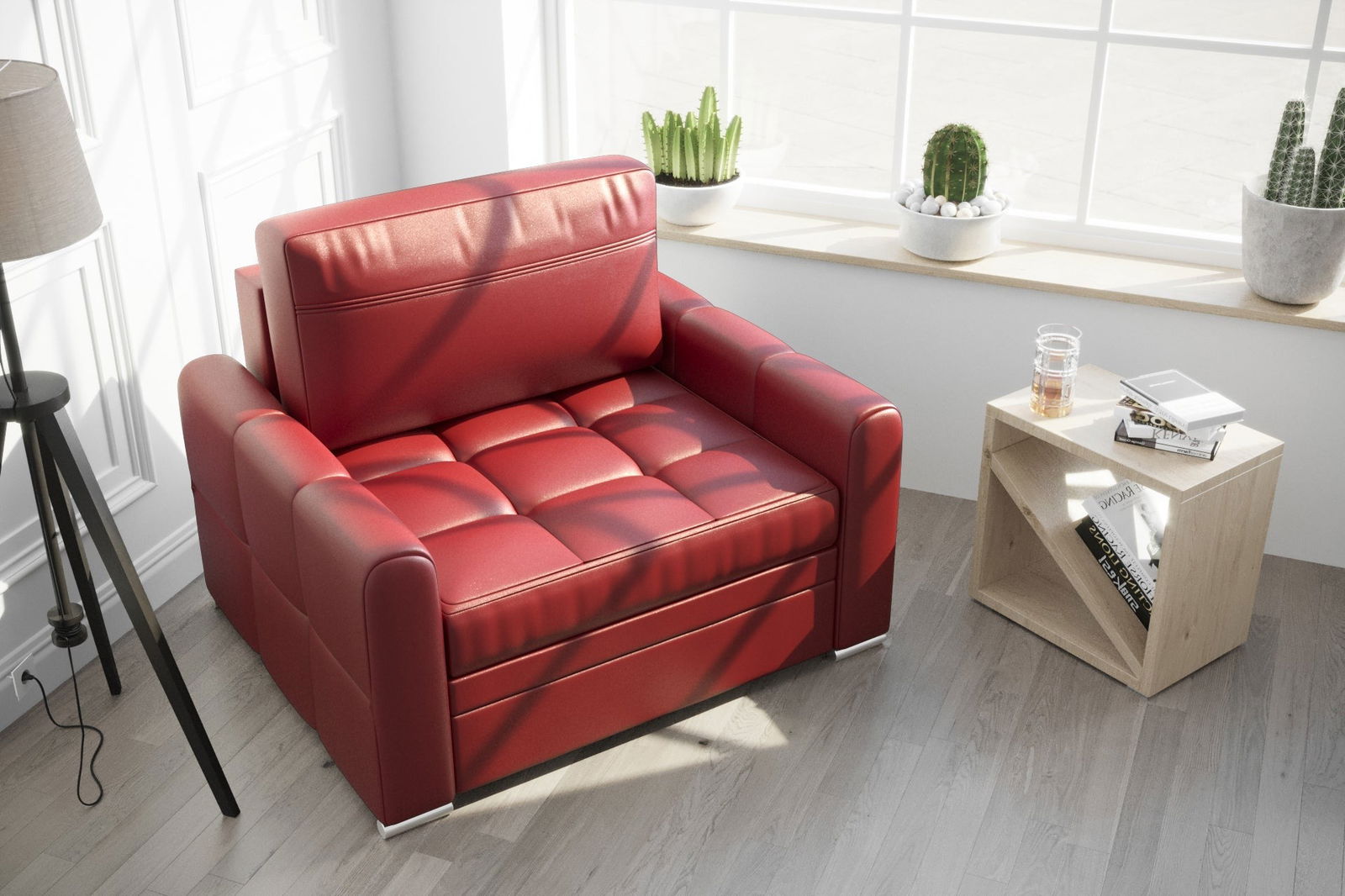 RED LEATHER CHAIR 105 CM VERONA - - My Sofas