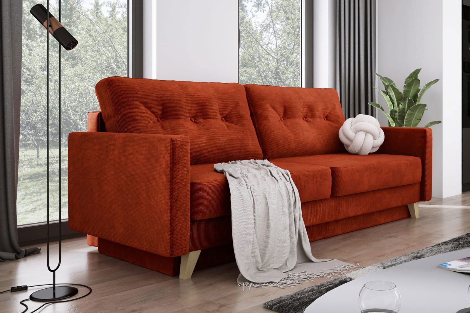 RED SOFA BED BERGEN 215X98 CM -  - My Sofas