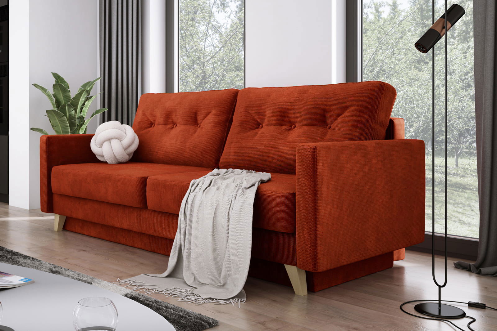 RED SOFA BED BERGEN 215X98 CM -  - My Sofas