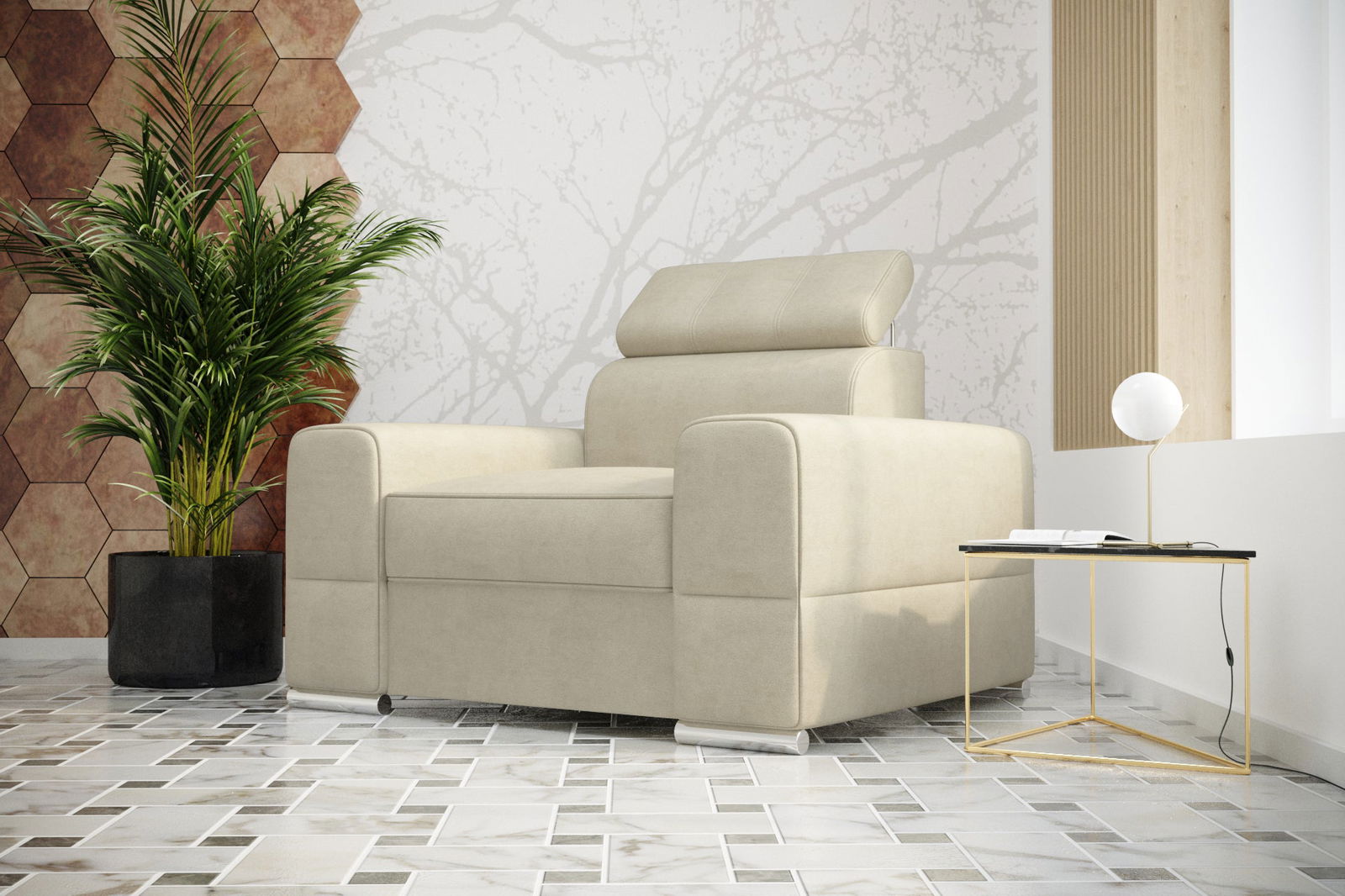 SHADES OF BEIGE ARMCHAIR ROYAL 114 CM - - My Sofas