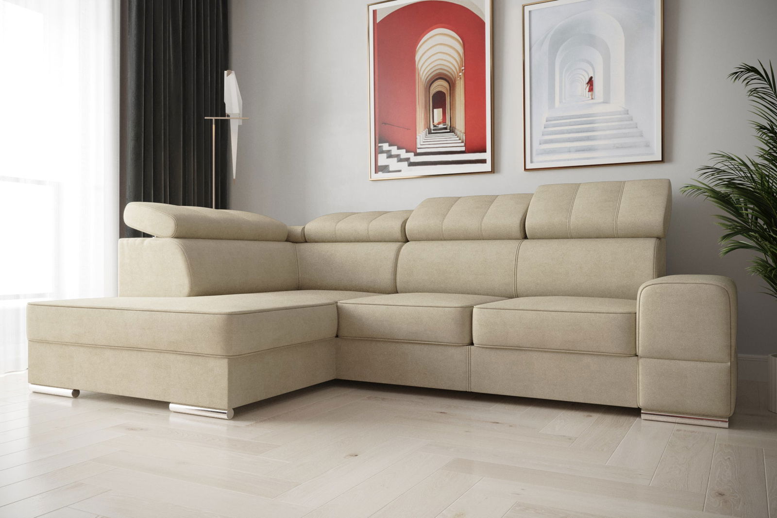 SHADES OF BEIGE CORNER SOFA BED ROYAL I 260×185 - - My Sofas
