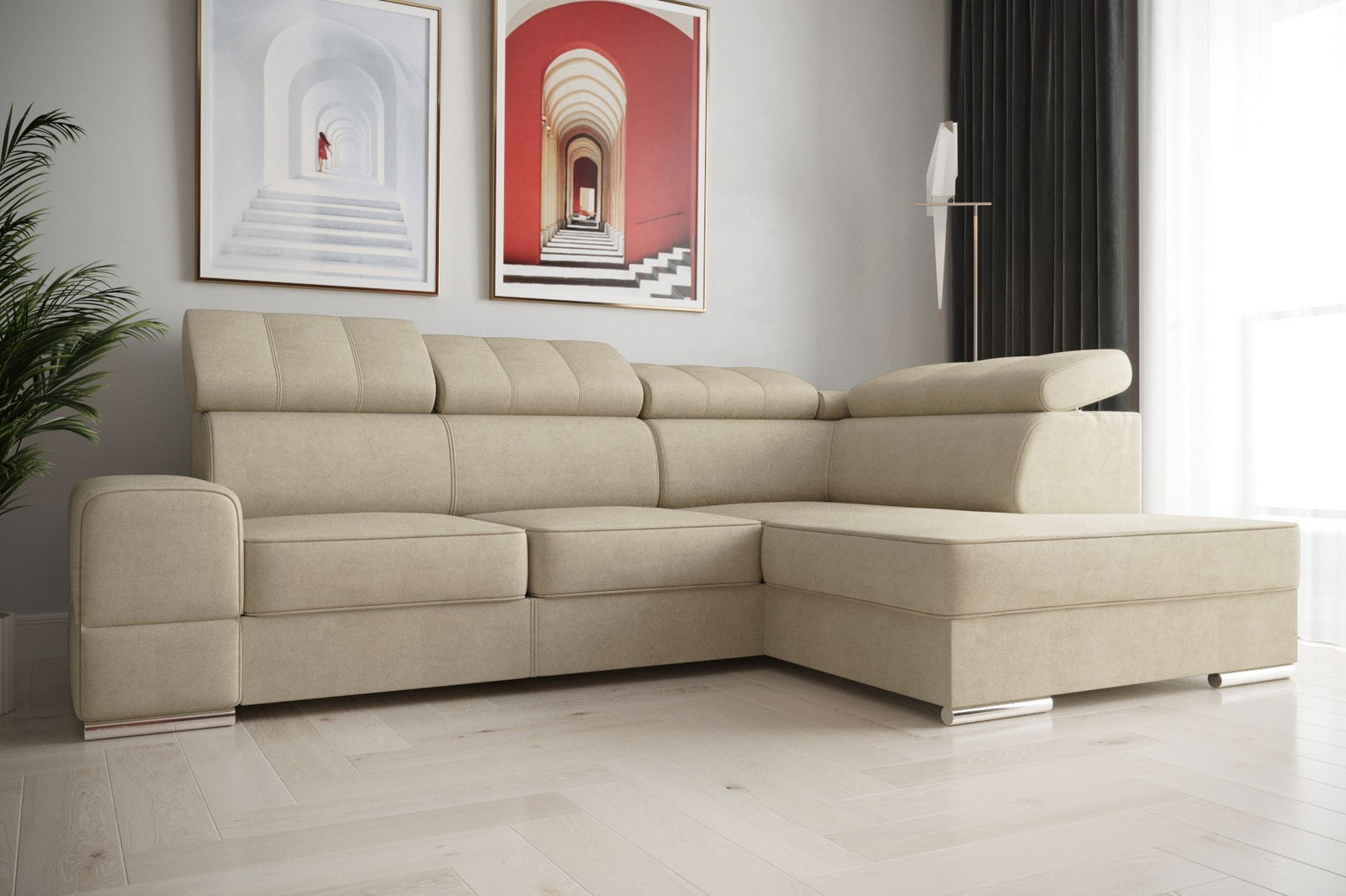 SHADES OF BEIGE CORNER SOFA BED ROYAL I 260×185 - - My Sofas