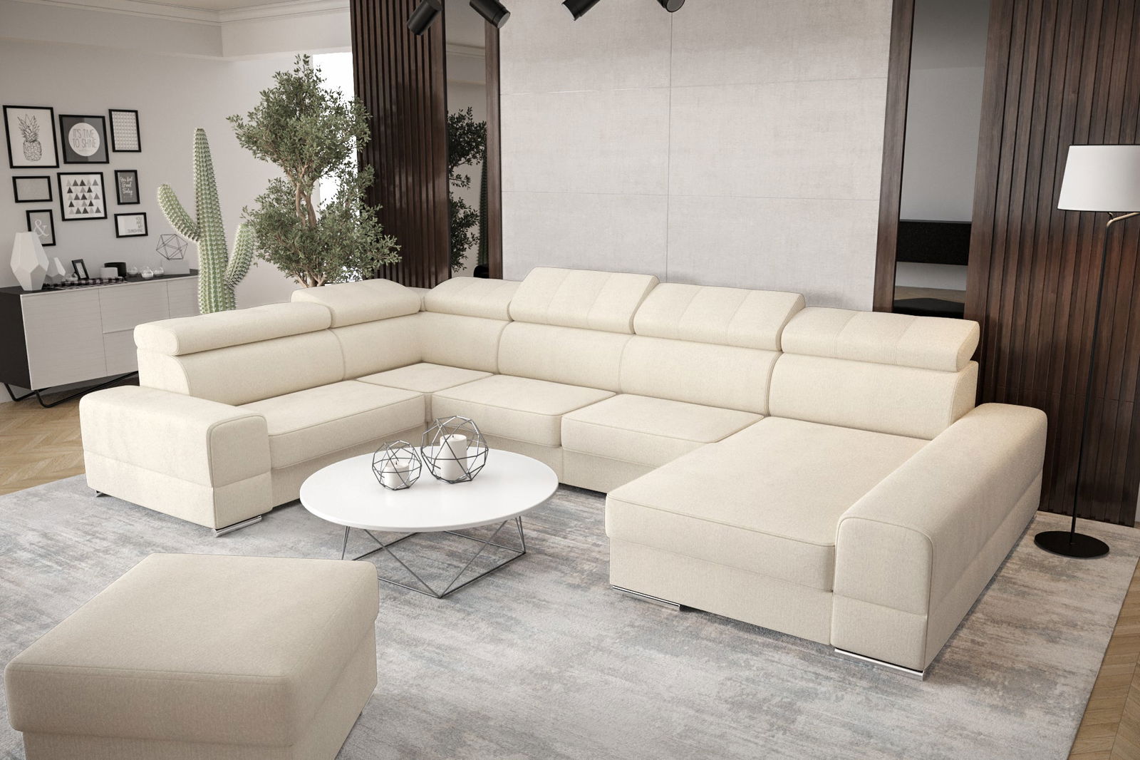 SHADES OF BEIGE CORNER SOFA BED ROYAL MAX II 230x375x185 CM - - My Sofas