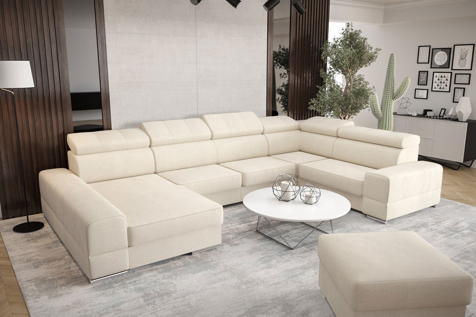 SHADES OF BEIGE CORNER SOFA BED ROYAL MAX II 230x375x185 CM - - My Sofas