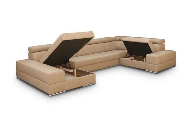 SHADES OF BEIGE CORNER SOFA BED ROYAL MAX II 230x375x185 CM - - My Sofas