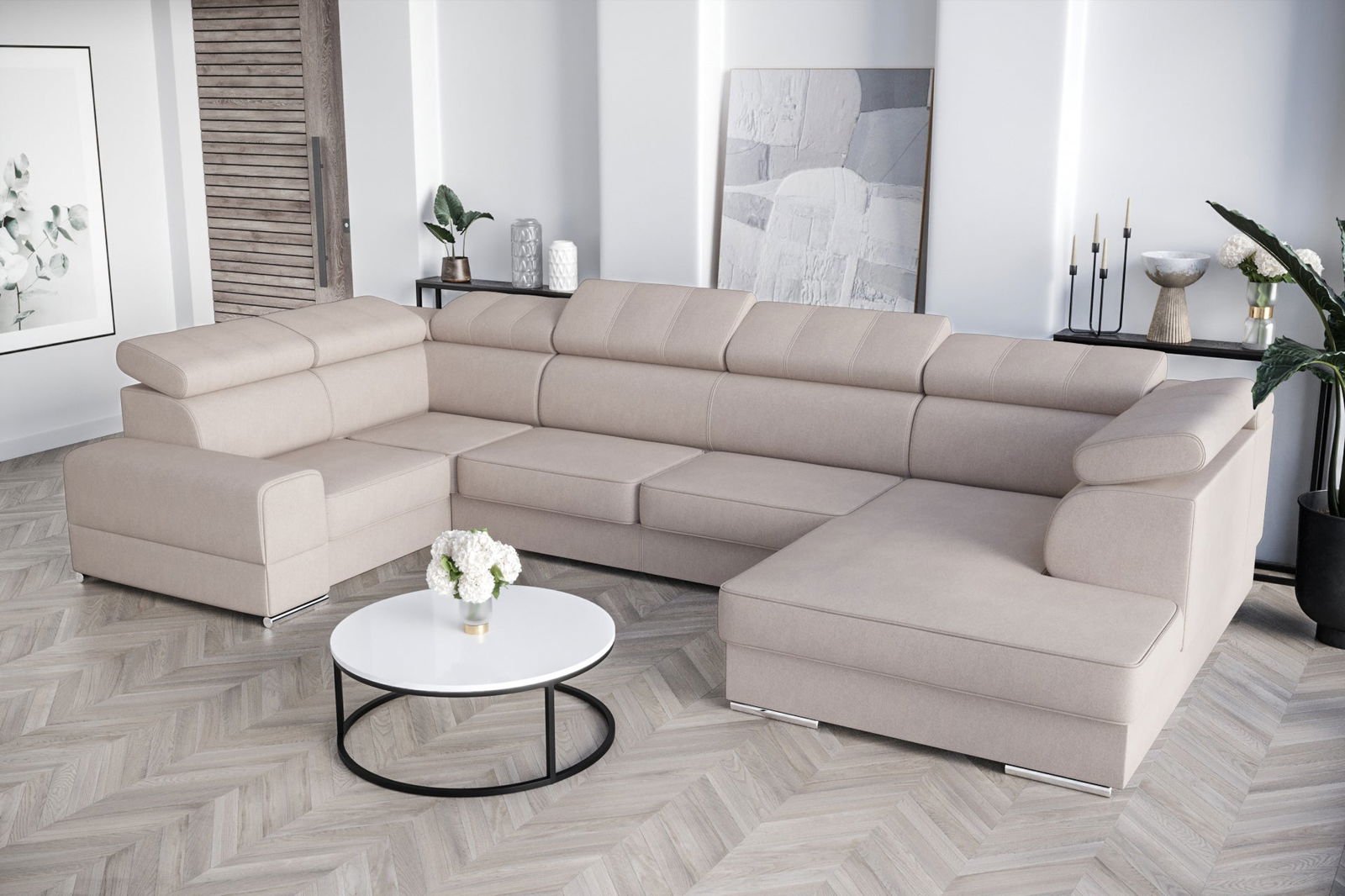 SHADES OF BEIGE CORNER SOFA BED ROYAL MAX I 210x375x185 - - My Sofas