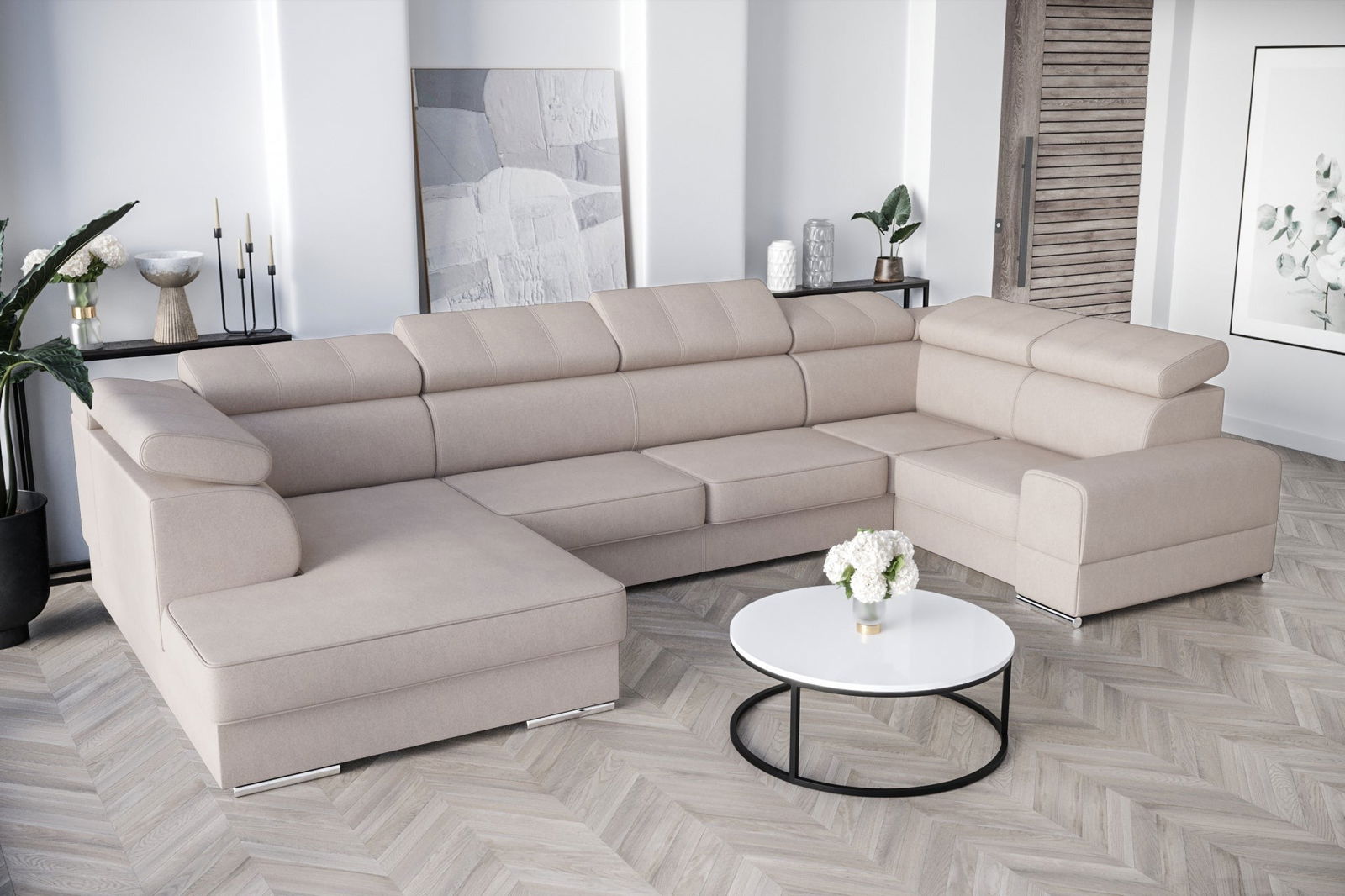 SHADES OF BEIGE CORNER SOFA BED ROYAL MAX I 210x375x185 - - My Sofas