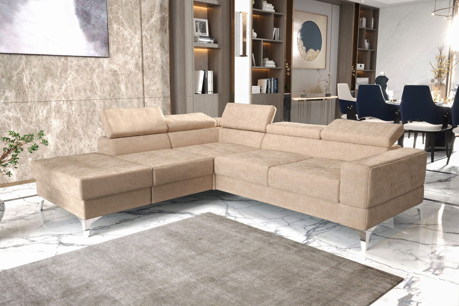 SHADES OF BEIGE EXTENDABLE CORNER SOFA TOSCANIA II 230×250 CM - - My Sofas