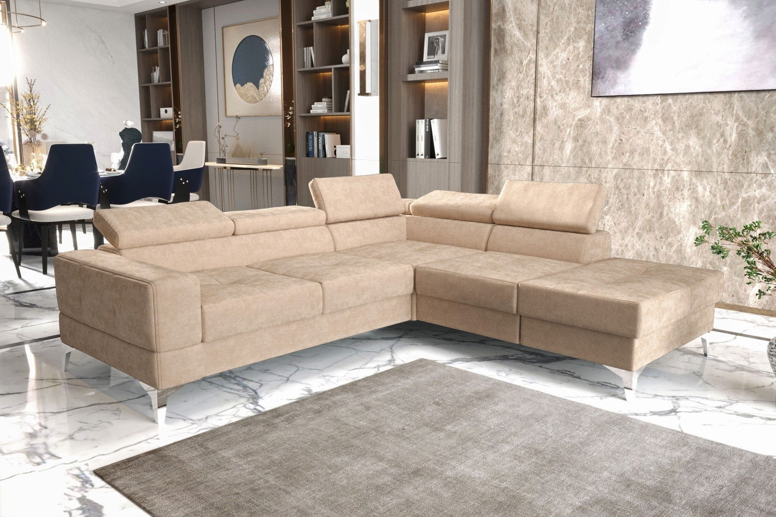 SHADES OF BEIGE EXTENDABLE CORNER SOFA TOSCANIA II 230×250 CM - - My Sofas
