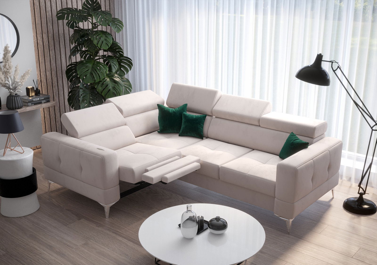 SHADES OF BEIGE TOSCANIA RELAX CORNER SOFA BED 185X250 - - My Sofas